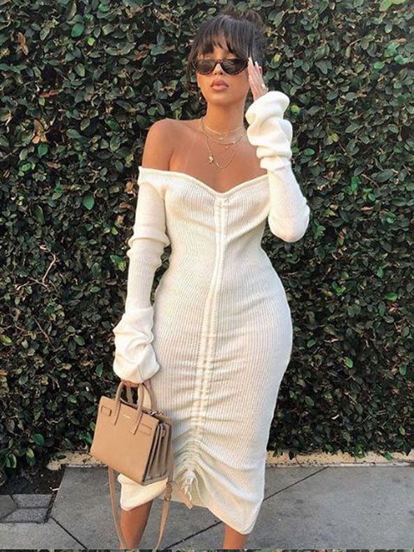 Off The Shoulder Knit Me Maxi Dress