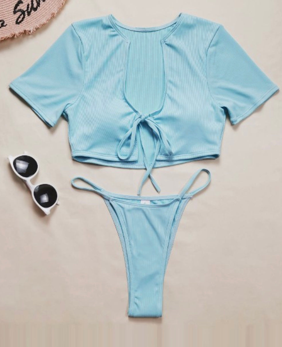 Gimmie More Blue Tie Bikini