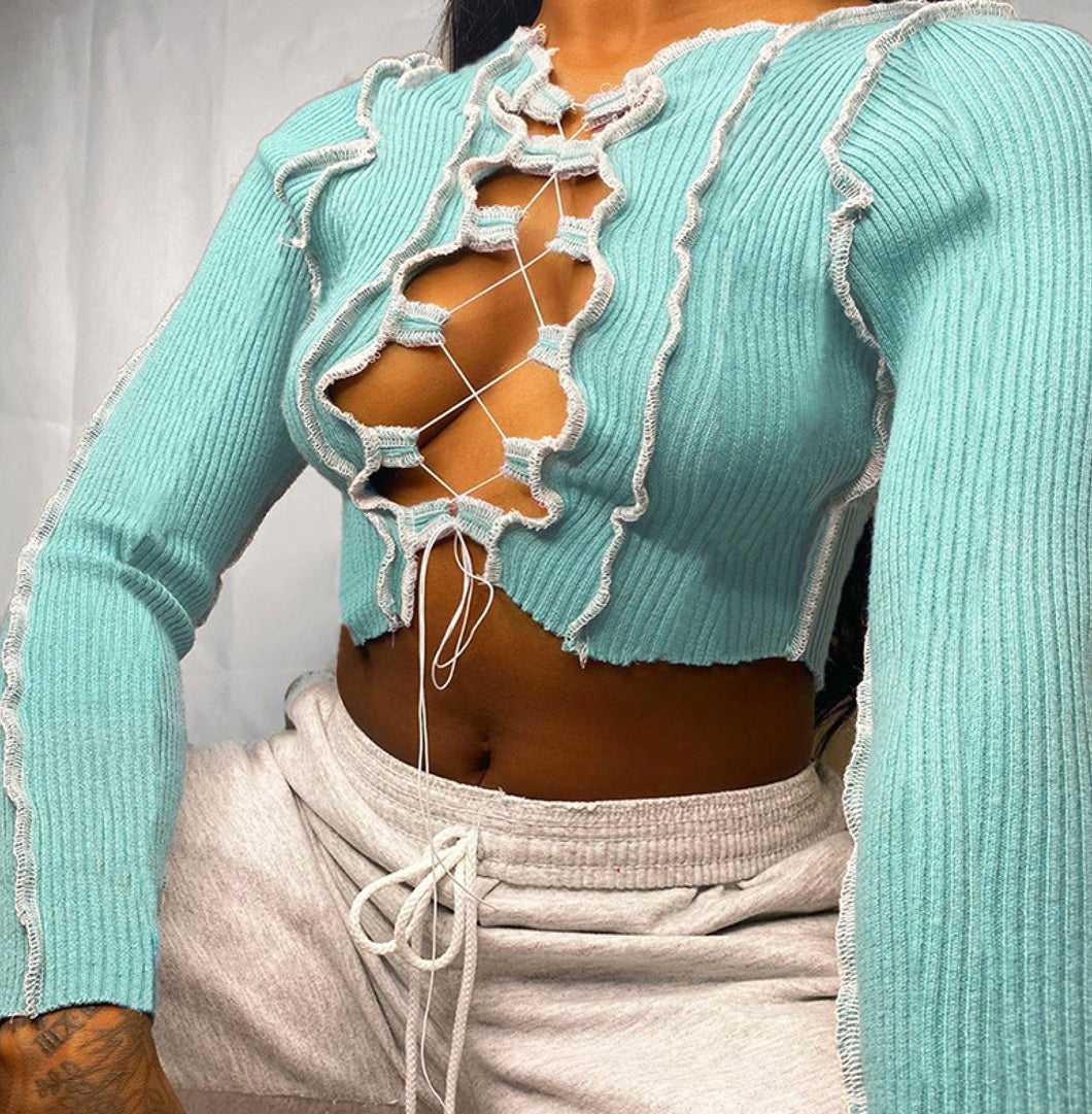 In The Party Lace Up Crop Top