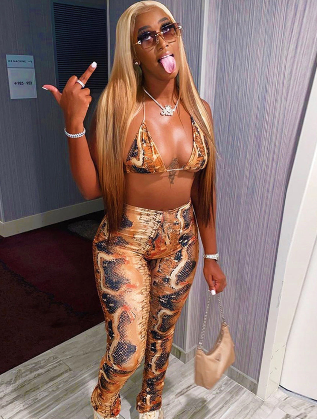 Whole Lotta Looks Two Piece Snake Print Set